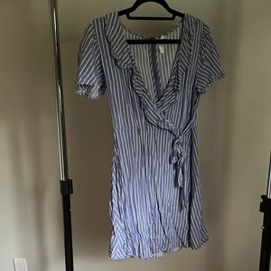 Blue and white striped dress